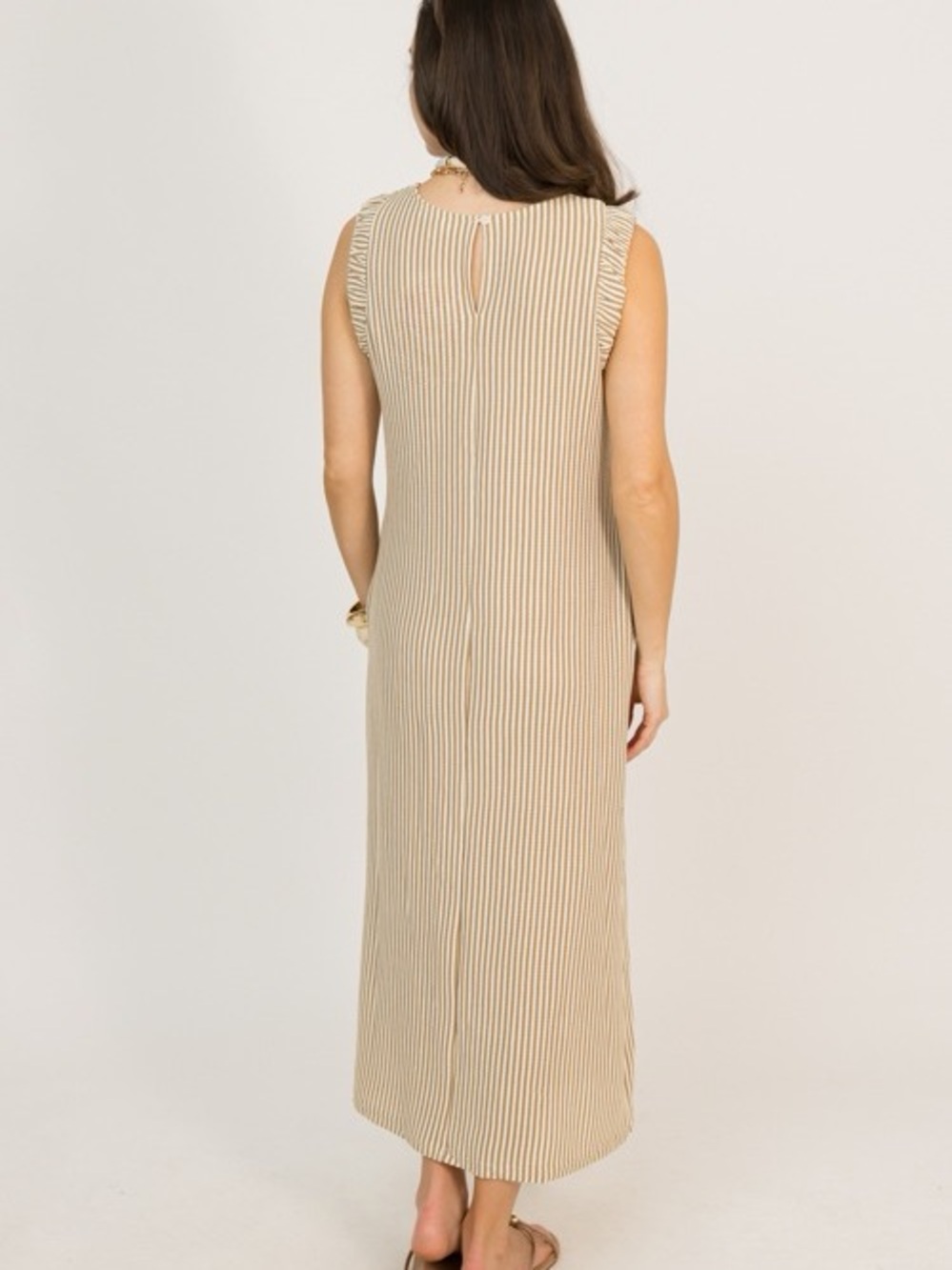 Julia Striped Maxi, Khaki/Cream - Picture 4 of 7